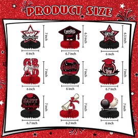 2025 Graduation Party Table Decorations, 9 Pieces 2025 Congratulations Graduate Table Centerpiece Honeycomb Decorations for Graduation Party Decoration Supplies