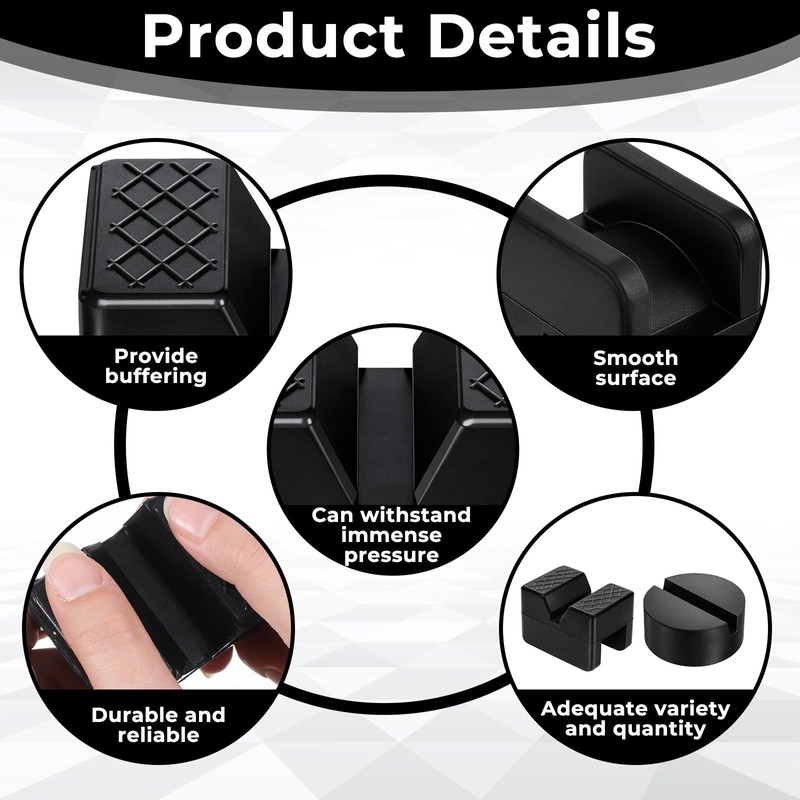 8 Pcs Jack Stand Pads, Black Rubber Cars Jack Stand