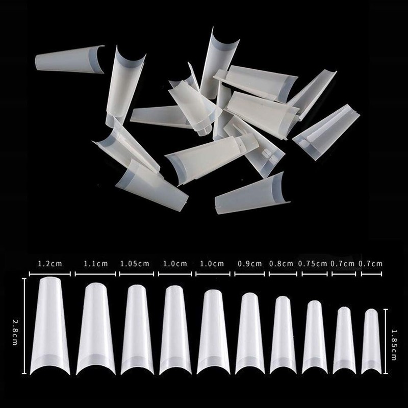 Natural Coffin Acrylic Nails-500pcs Half Cover Nails Coffin Shaped Ballerina