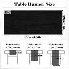 Table Runner Cheesecloth 10 FT Boho Rustic Table Runner Gauze for Wedding Easter Spring Decor Cheese Cloth for Baby Shower Birthday Home Decor (Black, 3 Pack)