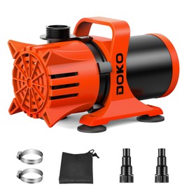 DOKO 1800GPH Submersible Water Pump, 180° Ajustable Pond Pump with 20FT Power Cord 100W Ultra Quiet Aquarium Pump for Pond, Fountain, Waterfall, Fish Tank, Hydroponic, Statuary, Orange Black