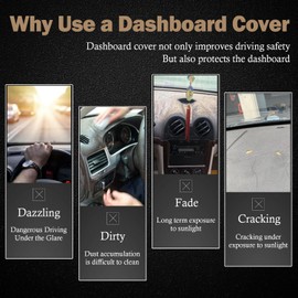 KEYOOG Dashboard Cover Dash Mat Fit for to-yota Camry 2011-2007 (for Left Hand Drive),Car Dash Board Mat Anti-Glare Carpet,Non-Slip Pad Sunshield Protector (Grey)