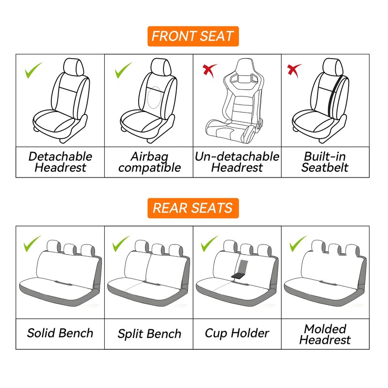 SCDOOCA Car Seat Covers Full Set Brown, Luxury Leather Car