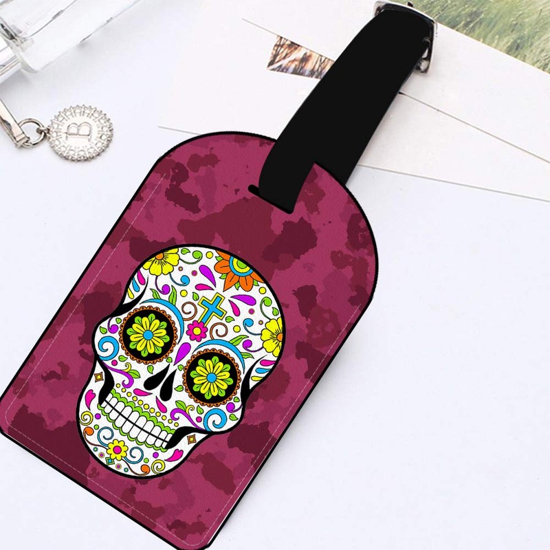 Nicokee Sugar Skull Suitcase Bag ID Luggage Tag Set Bag