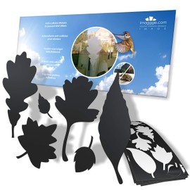 Window Protection Tree Leaves Stickers - Anti-Collision Stickers to Prevent People and Bird Strikes on Window Glass - Set of 39 Tree Leaves Decals - Color: Black