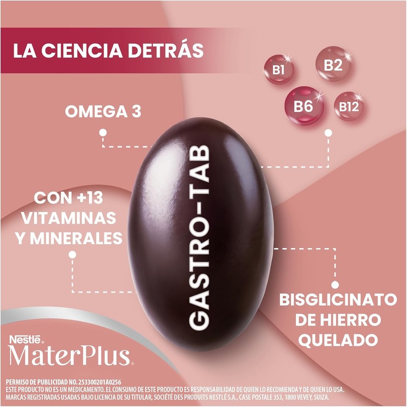 Nestle MaterPlus Prenatal Multivitamin with DHA, Folic Acid & Iron