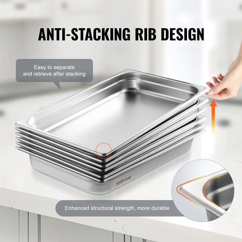 Steam Table Pan Full Size 2.5 In Deep Anti Jam