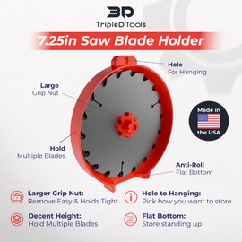 Export Commodity TripleD Tools 7.25in Circular Saw Blade Holder - Multi-Blade Storage Case with Anti-Roll Base and Large Grip Nut - Blade Holder Compatible with Diablo, Makita, DeWalt - Orange