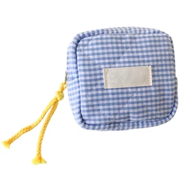 Small Makeup Bag | Small Makeup Zipper Bags,Portable Cosmetic Bags for Women Coin Purse Square Checkered Cosmetic Organizer