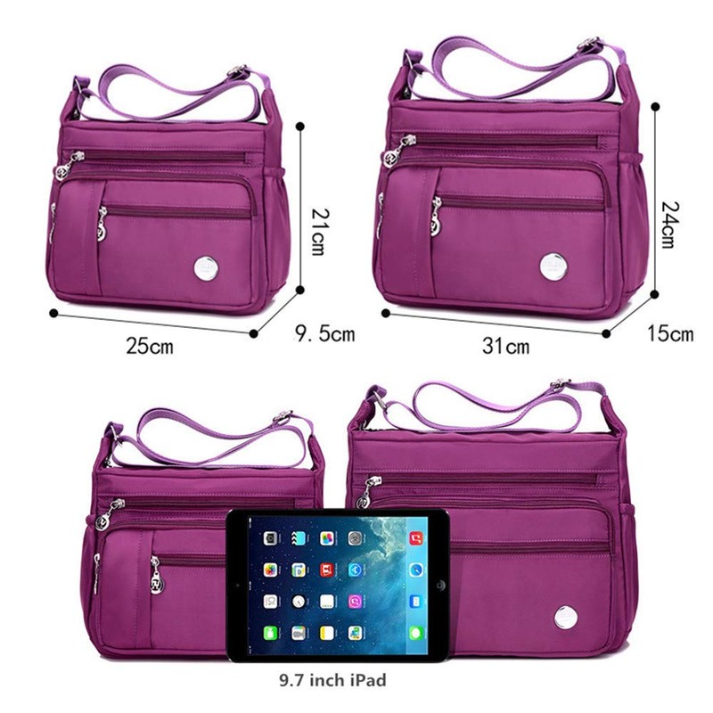KEEPOP Bolso bandolera para mujer, multibolsillo, impermeable, ligero, de nailon,