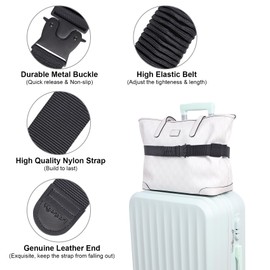 Vigorport Travel Belt for Luggage Over Handle - Elastic & Adjustable Add a Bag Luggage Strap for Carry On Bag - Airport Travel Accessories for Women & Men (45 inch, Black x 1 Pack)