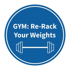 Signs ByLITA Circle GYM: Re-Rack Your Weights Sign (azul) - Paquete grande de 2 unidades