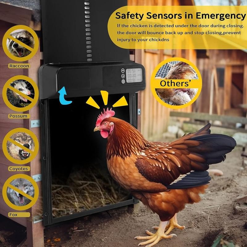 Automatic Chicken Coop Door with LCD Display | Weatherproof, Predator-Resistant,