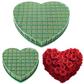 CYEER 3 Stück Steckschaum Herz mit Gitter, Steckschaum für Blumen mit 2 Größe, 30cm & 20cm, Steckschwamm für Blumen, Steckmasse für Kunstblumen, Blumen-Gestecke, DIY Blumengestecke Hochzeit Autodeko