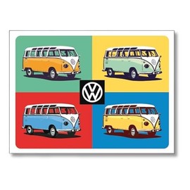 Nostalgic-Art 6x8cm VW Bulli Retro Fridge Magnet - Pop Art - Volkswagen Bus Gift Idea Metal Vintage Design