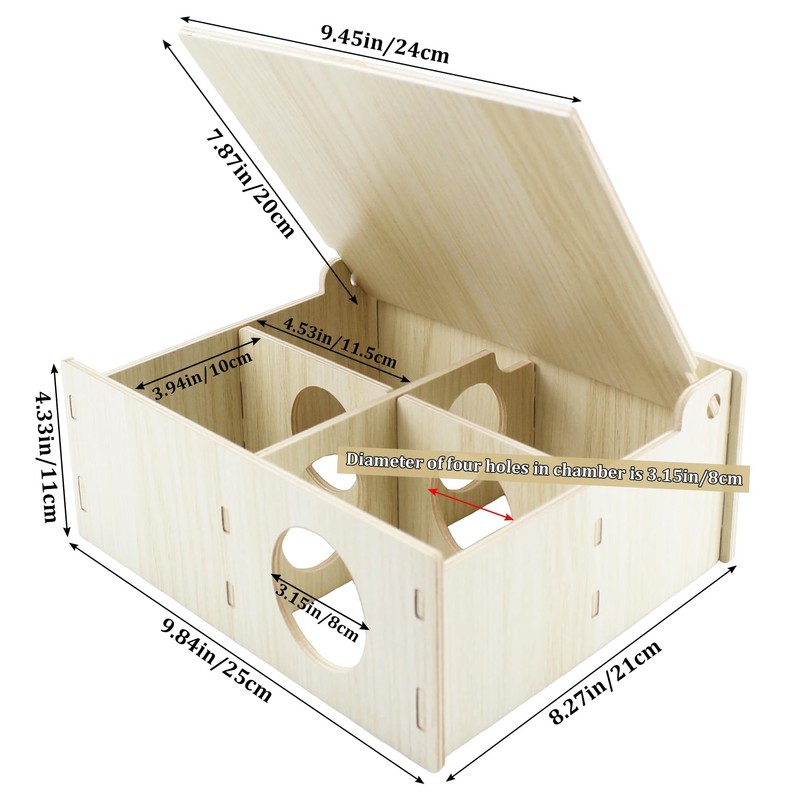 Amonk 10x8x4in Multi-Chamber with Play Tunnel Hamster House for Small