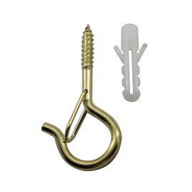 Zerniple Q Shaped Hanger Hooks Golden Screw Hooks with Safety Buckle for Hanging Lights Flower Pots (20 Pieces)