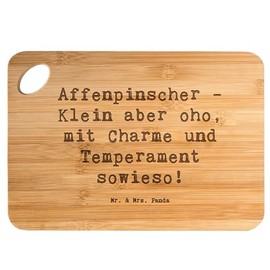 Mr. & Mrs. Panda Bamboo Chopping Board with Saying "Affenpinscher Charme - Gift, Small But Oho, Adorable, Wooden Board with Engraving, Wooden Boards