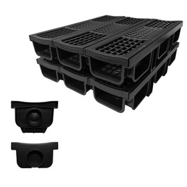 Natotela Driveway Channel Drain with HDPE Grate-19.7Lx5.5Wx3.9H in. Shallow Profile Trench Drain System,6 Pack Total Length 118.2in,Heavy Duty Trench Drain for Garage,Parking Lot,Concrete