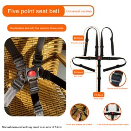 Safety Belt, High Chair Safety Belt, 5 Point Safety Belt, Adjustable High Chair Safety Belt, Universal 5 Point Strap, Pram Strap for High Chair/Pram/Buggy