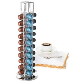 Mixpresso Capsule Spinning Carousel Holder I 360 Degree Rotatable Coffee Capsules Holder Rack I Solid Base | Holds 40 Coffee Pods Easy Access, Espresso Pod Holder For Home & Office