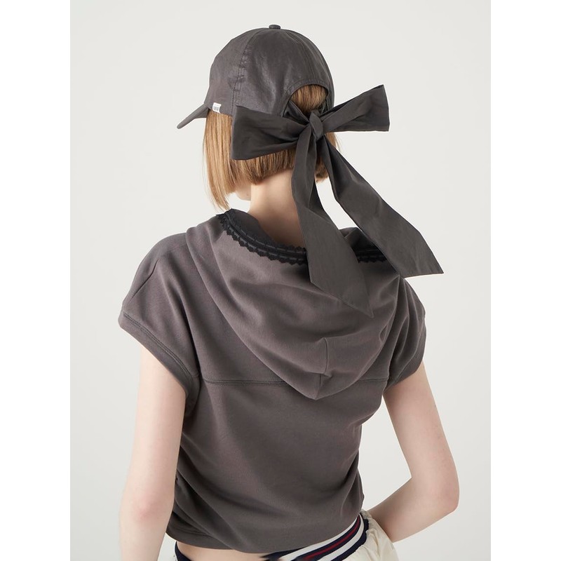 Fur RWGH254502 Women's Big Ribbon Cap, CGRY, Free size