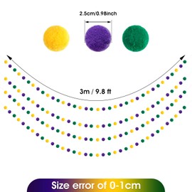 WILLBOND 4 Pieces 39.4 Feet Colorful Pom Pom Garland 128 Pcs Rainbow Pompom Balls Hanging Bunting Ornament for Office Home Hanging Gay Pride Day Party Decoration(Modern Colors)