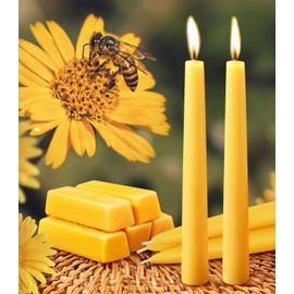 24 Packs Natural Beeswax Taper Candles 8 inch Beeswax Candles Smokeless Unscented Pure Bees Wax Candlesticks 8 Hour Burn Time Dripless Bees Wax Candles for Home Prayer