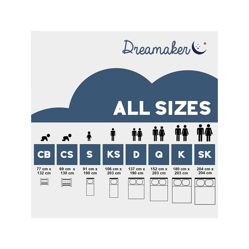 Dreamaker Cot Mattress Protector Waterproof Fitted Sheet Prevents Overheating, Waterproof