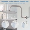 HarJue S Shaped Shower Arm, High Rise Shower Head Extension