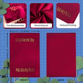 12 Pieces Velvet Reserved Chair Signs for Weddings – Gold Foil Church Pew Seating Placeholders, Elegant Ceremony & Event Decor for Receptions, Parties, or Religious Celebrations (Burgundy)