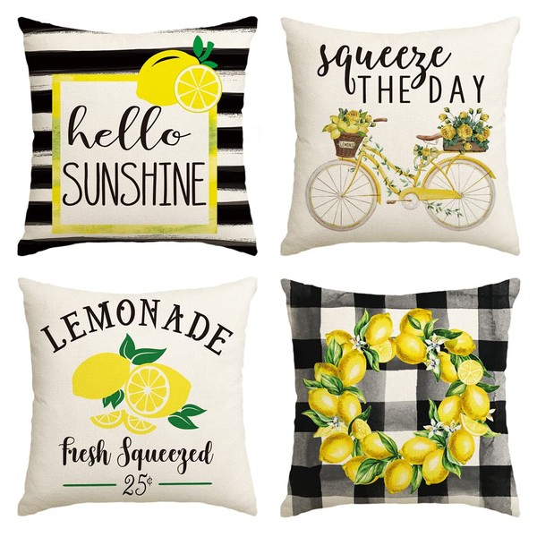 AVOIN Watercolor Stripes Hello Sunshine Throw Pillow Cover, 18 x