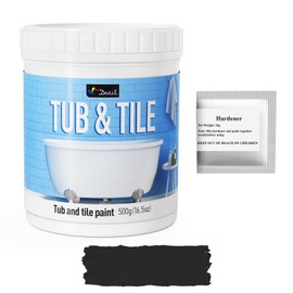DWIL Tub and Tile Paint 16.5 oz, Tub Paint for Bathtub, Tile Refinishing with Hardener, Water Based, Low Odor, Semi-Gloss Black, 25-30sq.ft