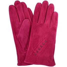 SNUGRUGS Ladies Suede Gloves with Fleece Lining and Stitch Design - Fuschia Pink - Small (6.5")