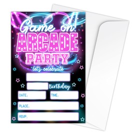 Zodvery Arcade Game Birthday Party Invitations Cards - Retro Video Games Party Supplies for Kids, Boys or Girls - 20 Fill in Birthday Party Invitations and 20 Envelopes set/07