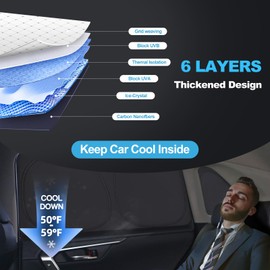 XCBYT 2021-2024 Civic Window Shades | 6 Layers Thickened Car Window Covers | 2 in 1 Car Full Window Privacy Curtains | 100% Blackout Window Shade and Heat Insulation for Camping Napping (8 PCS)