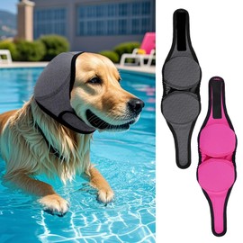 LIANZIMAU Dog Ear Covers for Bath, Swimming & Grooming Water Resistant Dogs Shower Cap Reusable Dog Ear Protection for Noise, Blow Drying Adjustable Ear Wraps for Dogs Bathing Supplies