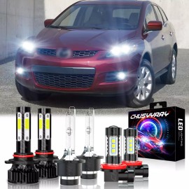 CHUSYYRAY For Mazda CX7 2007-2012 6000K 9005 D2S H11 LED HID Headlight + Fog Light Bulbs