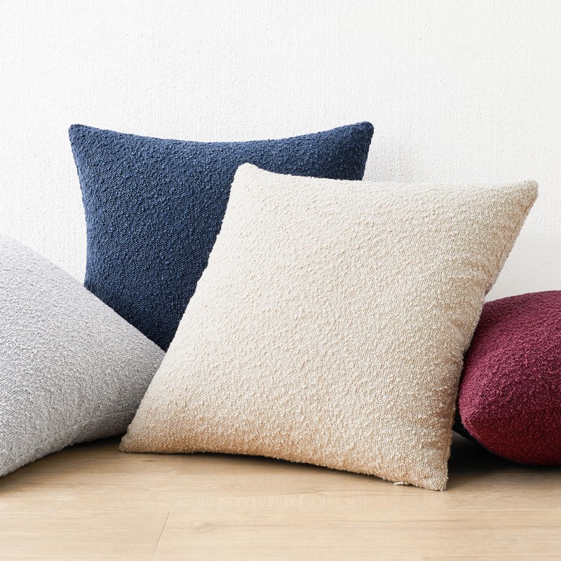 Mixhug Decorative Boucle Throw Pillow Covers, Burgundy Red, 18 x