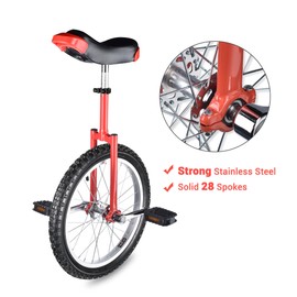 AW Red 18" Inch Wheel Unicycle Leakproof Butyl Tire Wheel Cycling Outdoor Sports Fitness Exercise Health