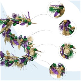 TEMPUS 5.9ft Mardi Gras Purple and Green Glitter Garland for Mardi Gras Front Door, Mantel Party Decorations, Mardi Gras Party Home Decor Garland, Indoor and Outdoor Glitter Party Garland