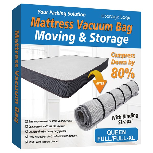 Queen/Full/Full-XL Foam Mattress Vacuum Bag for Moving, Vacuum Seal Mattress