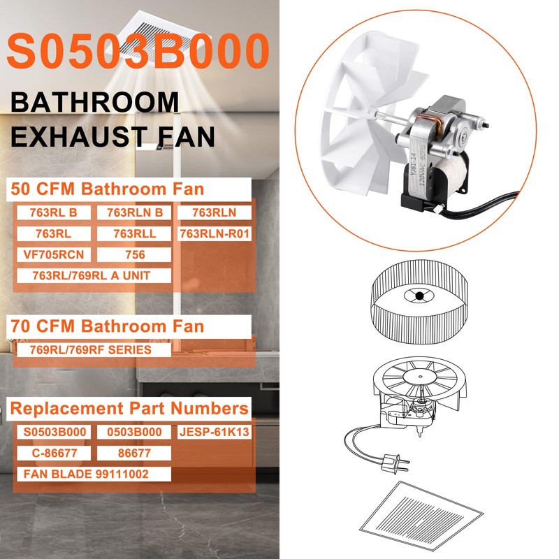 Hiorucet 763RLN B Unit, 763RL B Unit, S0503B000 Bathroom Fan