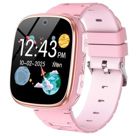 Kids Smart Watch Girls Boys - Smart Watch for Kids Game Watch Gifts for 4-12 Years Old with 15 Games Camera Alarm Video Music Player Pedometer Flashlight Birthday Gift Toys for Boys Girls (Pink)