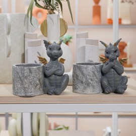 Guichifun Dragon Pen Holders Home Décor - Set of 2 Dragon Decor Figurines Pen Holder for Desk Cute Fashion Desk Organizers and Accessories Office Idea Gift for Women and Kids 5 x 3 x 4.5 Inch