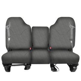 Fioqe Heavy Duty 600D Oxford Fabric Front Seat Cover for Dodge Ram Quad Cab 1500/2500/3500 1998-2002 Trucks, 40/20/40 Split Bench Design with Seatbelt Cutouts-Gray