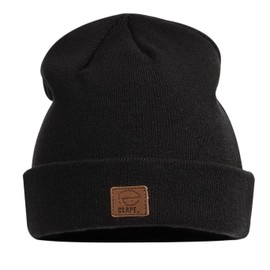 Clape Ribbed Beanie Hat Soft Warm Knit Hat Unisex Leather Patch Winter Hats Acrylic Cuffed Hat Beanie Skull Cap