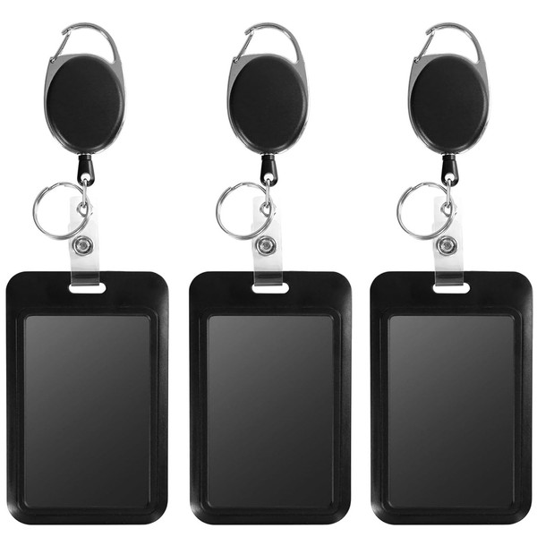 3 Pack Sliding ID Badge Holder and Heavy Duty Retractable