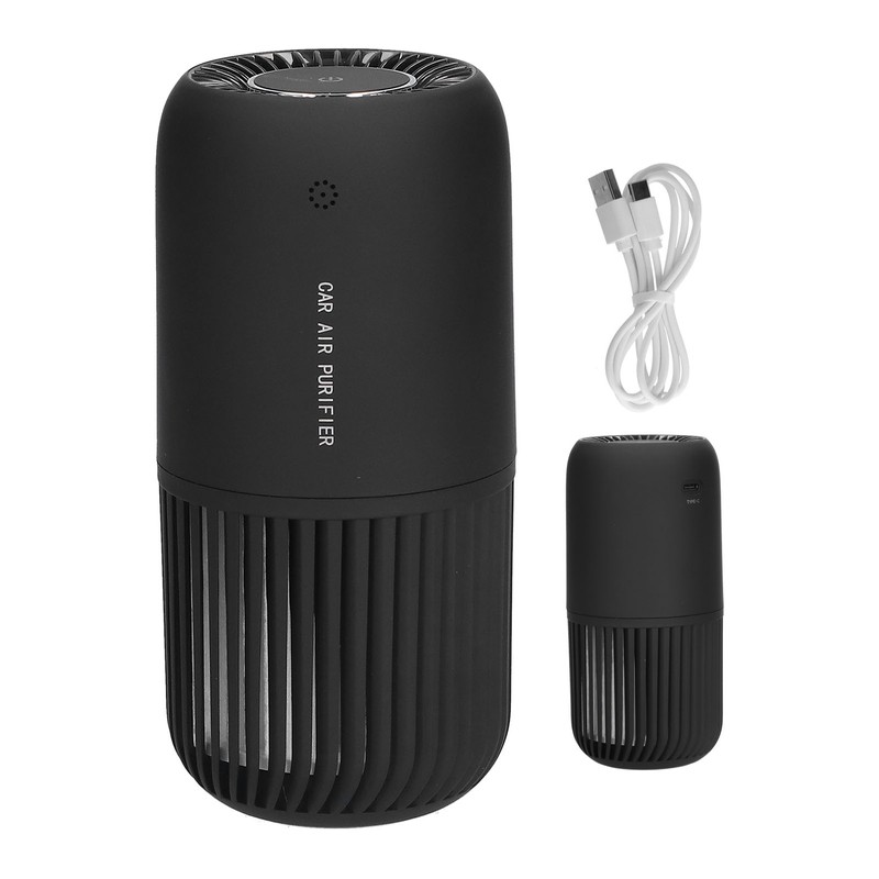 Black Air Purifier Portable USB Powered Low Noise Car Air