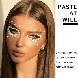 Uranian Eyeliner Stickers Holographic Face Stickers for Eye Makeup Eyeshadow Stickers for Women Rhinestones Eyelid Tape Face Jewelry Temporary Sticker for Festival Party Halloween Club